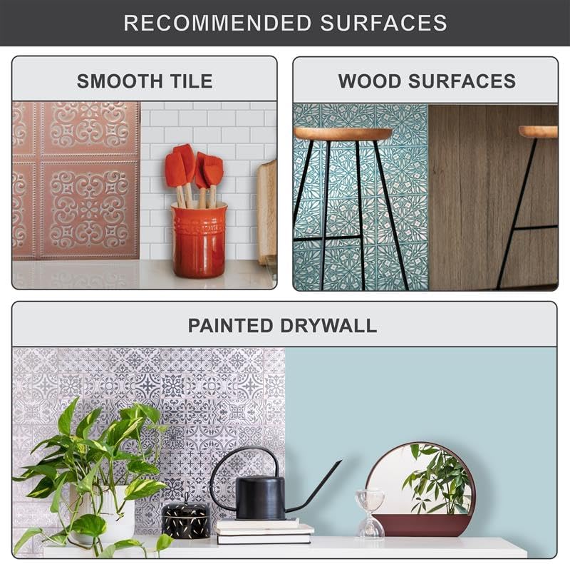 Main Street – 24-Pack of 8 x8 Peel and Stick Backsplash Wallpaper Tiles – Removable Self Adhesive Wall Tile for Kitchen, Renter-Friendly for Your Home and DIY Projects (Patina Copper)