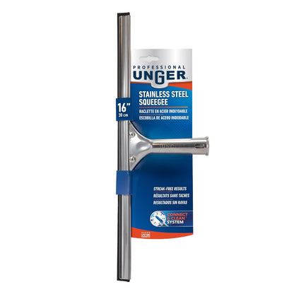 Unger Professional Stainless Steel Heavy-Duty Squeegee, 12", Silver