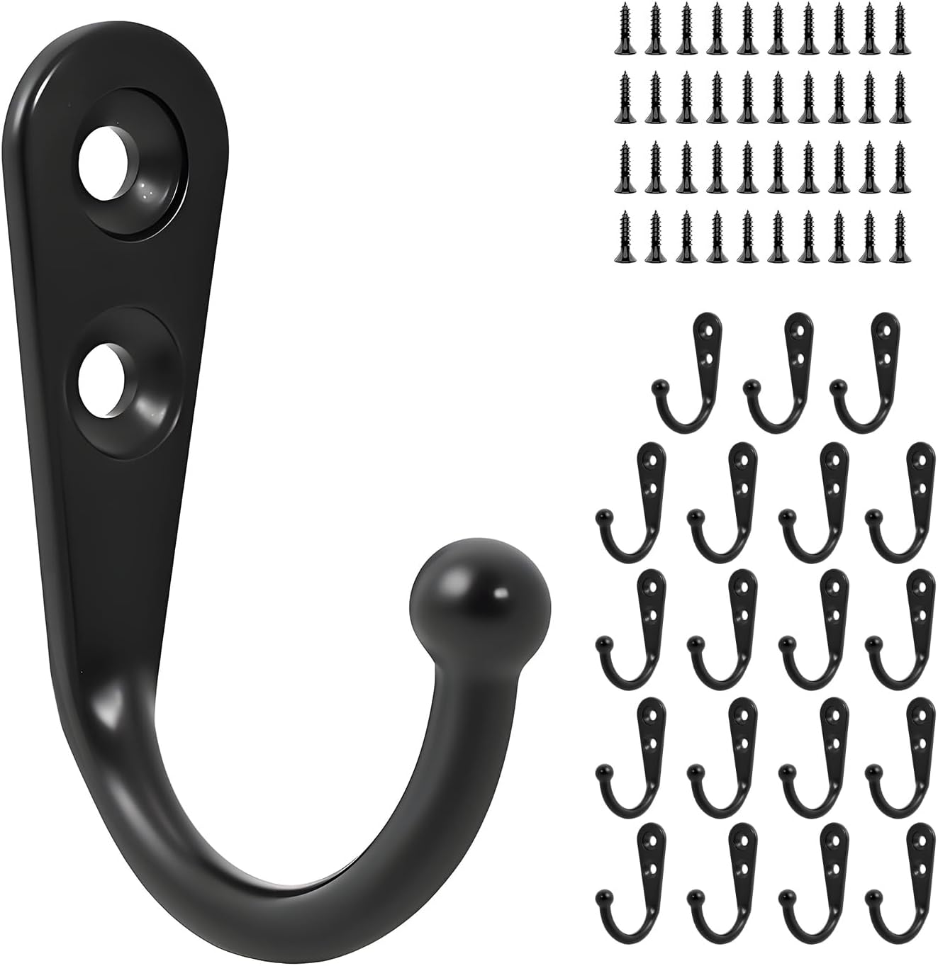 20 Pcs Key Hooks Coat Hooks for Hanging, Key Holder, Wall Mount Hook with Stainless Steel Screws, Command Hooks Utility Hangers for Key, Hat, Cup, Coat, Picture (White)