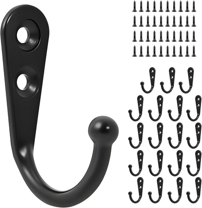 20 Pcs Key Hooks Coat Hooks for Hanging, Key Holder, Wall Mount Hook with Stainless Steel Screws, Command Hooks Utility Hangers for Key, Hat, Cup, Coat, Picture (White)