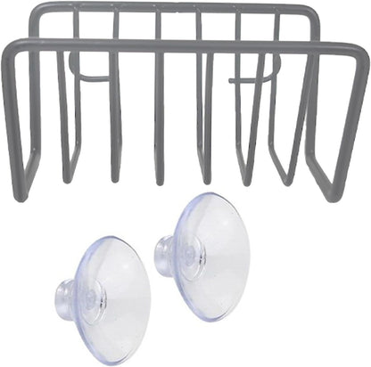 Sponge Rack – Iron and Stainless Steel 11x6x6 Cm | No-Drill Dishcloth Rack | Wall-Mounted Storage Holder for Kitchen Sink Organization to Hold Sponges, Dishcloths, and Cleaning Tools with Durable