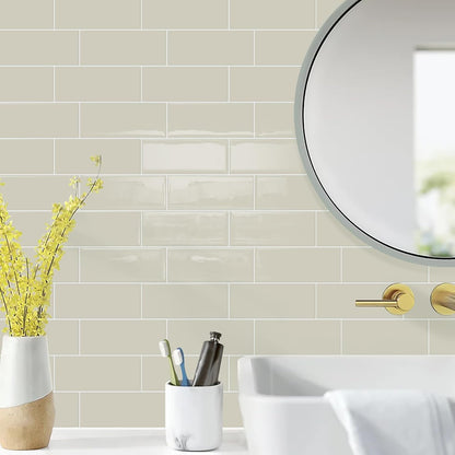 STICKGOO 10 Sheets Subway Tile Peel and Stick Backsplash, Extra Thick 3D Wall Tiles with Commercial-Grade Adhesive for Kitchen, Bathroom, Laundry Room,11.56"x8.38"(White)