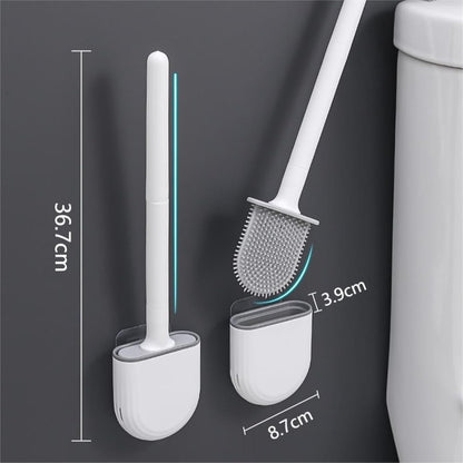 Hygienic Silicone Toilet Brush - Quick-Drying, Drill-Free Holder, Detachable Handle, Sleek Look for Any Bathroom