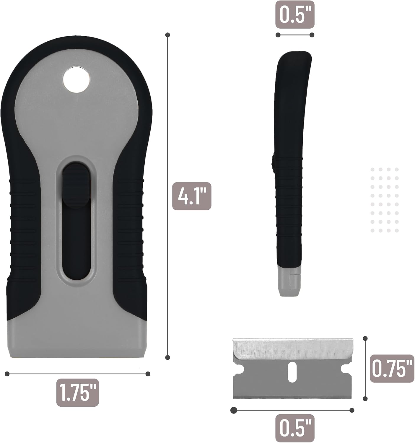 Bates- Razor Blade Scraper Tool, 2 Pack, 30 Extra Stainless Steel Blades, Anti-Slip Ergonomic Handle Design, Razor Scraper Set for Cleaning Window, Paint, Oven, Glass, Stove