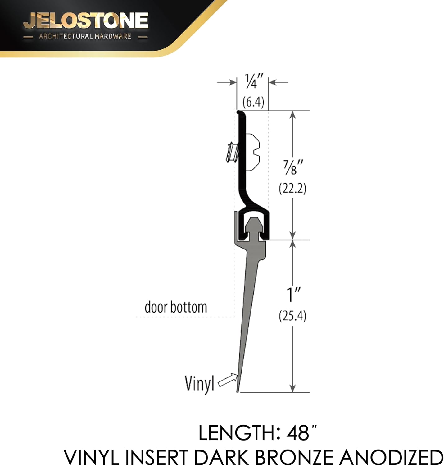 2 Pack - 48'' Commercial Door Bottom Sweep (White Powder Coated), Heavy Duty Aluminum, Fire Rated, Vinyl Insert, JS-NV307, Ideal for Residential & Commercial Use