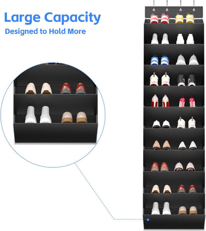 REGELETO 28 Large Pocket Over the Door Shoe Organzier, Hanging Shoe Rack for Door Large Capacity Shoe Organizer Holder with 4 Metal Hooks.