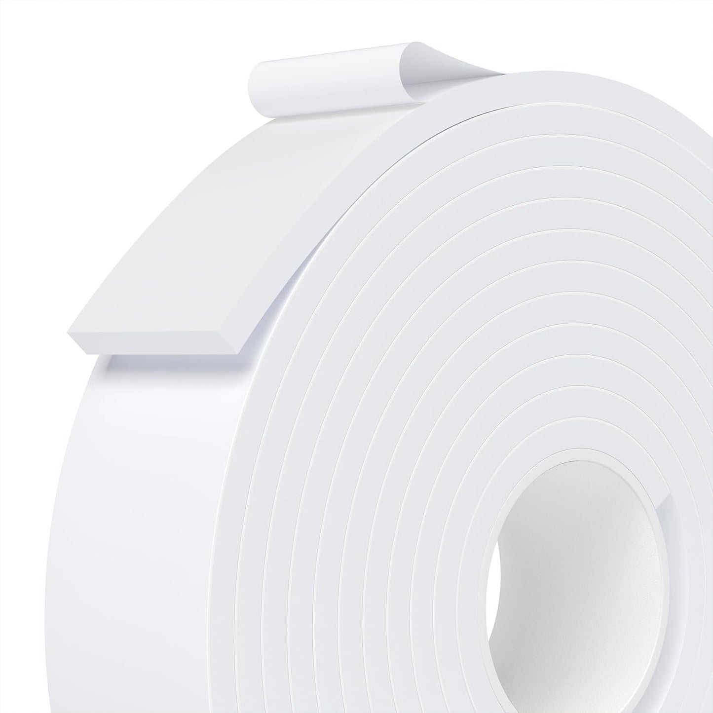 Weather Stripping Door Seal White,1/2Inch Wide X 1/4 Inch Thick,Air Conditioner Window Seal,Self Adhesive Foam Tape High Density Foam Sealing Strip,Soundproof Foam Tape Roll,Total 16.4 Feet Long