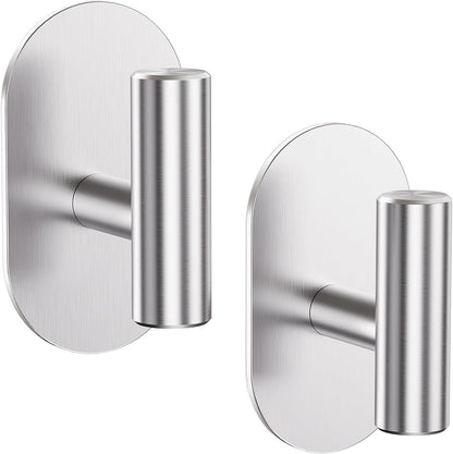 Aikzik Black Adhesive Hooks Heavy Duty-Max 26lb, Wall Hooks for Shower, Bathroom, Towel, Coat, Robe, Stainless Steel Hooks for Hanging, Sticky Hooks for Walls No Damage- 4 Pack