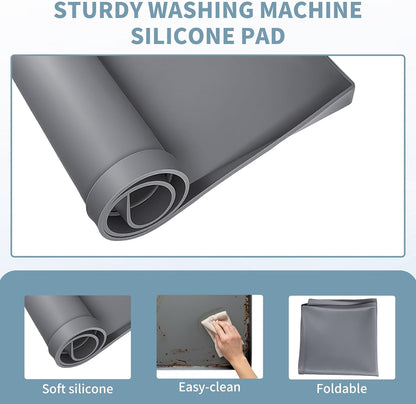 Large washing machine Drain Pan Silicone Mat, 27×27inch with 0.78" Raised Edges Foldable Washing Machine Pan Silicone Mat, Multi-function Waterproof Non Slip Washer Drip Tray for Floor Protection