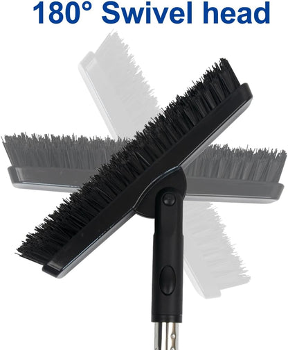 CELOX Grout Brush with Long Handle, 180°Rotation Tile Grout Cleaning Brush, Gray