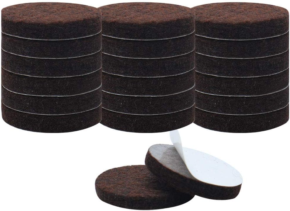 uxcell 20pcs Furniture Pads Round 1 1/4" Dia Self-Stick Non-slip Anti-scratch Felt Pads Home Floors Protector Dark Brown