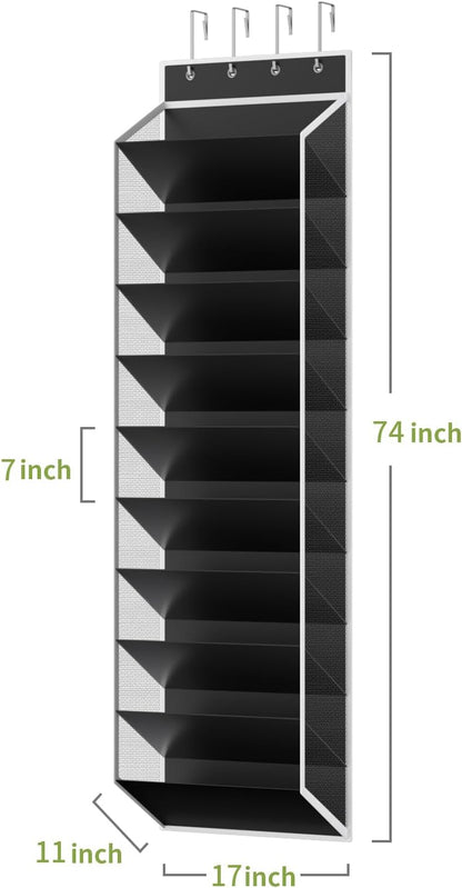 KEEPJOY Over the Door Shoe Organizer, Hanging Shoe Organizer with 4 Hooks, Shoe Holder with 14 Mesh Pockets Closet Door Shoe Storage Bag (White-2Pack)