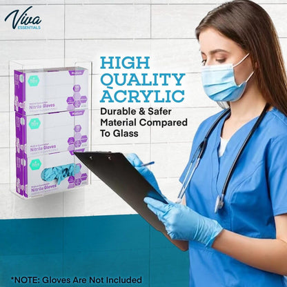 AdirMed VivaEssentials Double Glove Box Holder, Wall Mount or Free Standing Black Acrylic Glove Holder