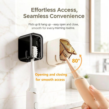Toothbrush Holder for Bathroom, 4 Pcs Dustproof Tooth Brush Head Cover Wall Mounted with 2 Toothpaste Squeezer, Self Adhesive Toothbrush Dispenser Storage Organizer for Shower Travel Family