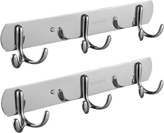 SOLVEX Coat Rack Wall Mount,2 Pack Coat Hooks Wall Mount, Hat Rack Key Holder Bag Hanger for Wall,Wall Hooks for Hanging,Purse Hanger Towel Hooks for Bathroom SP-60302-N