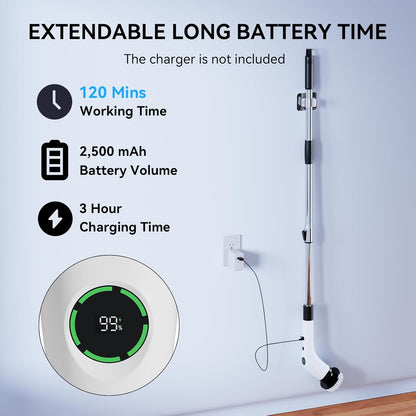 Electric Bathroom Cleaning Brush, Cordless Spin Scrubber Full Body Waterproof IPX7 with 6 Replaceable Brush Heads for Bathtub/Kitchen/Window/Home Cleaning -SD-CTB02