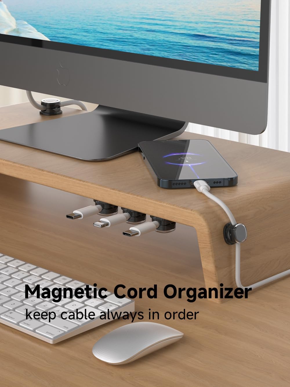 Magnetic Cable Clips, Adjustable Cord Holder Management, Adhesive Wire Keeper Organizer for Home Office Desk Phone PC Car Wall Desktop Nightstand Appliance (9-Pack Black Crystal)