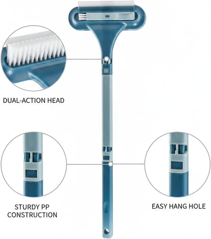 Sturdy PP Plastic Double-Sided Window Screen Brush, 13-Inch Tool for In-Place Mesh Cleaning