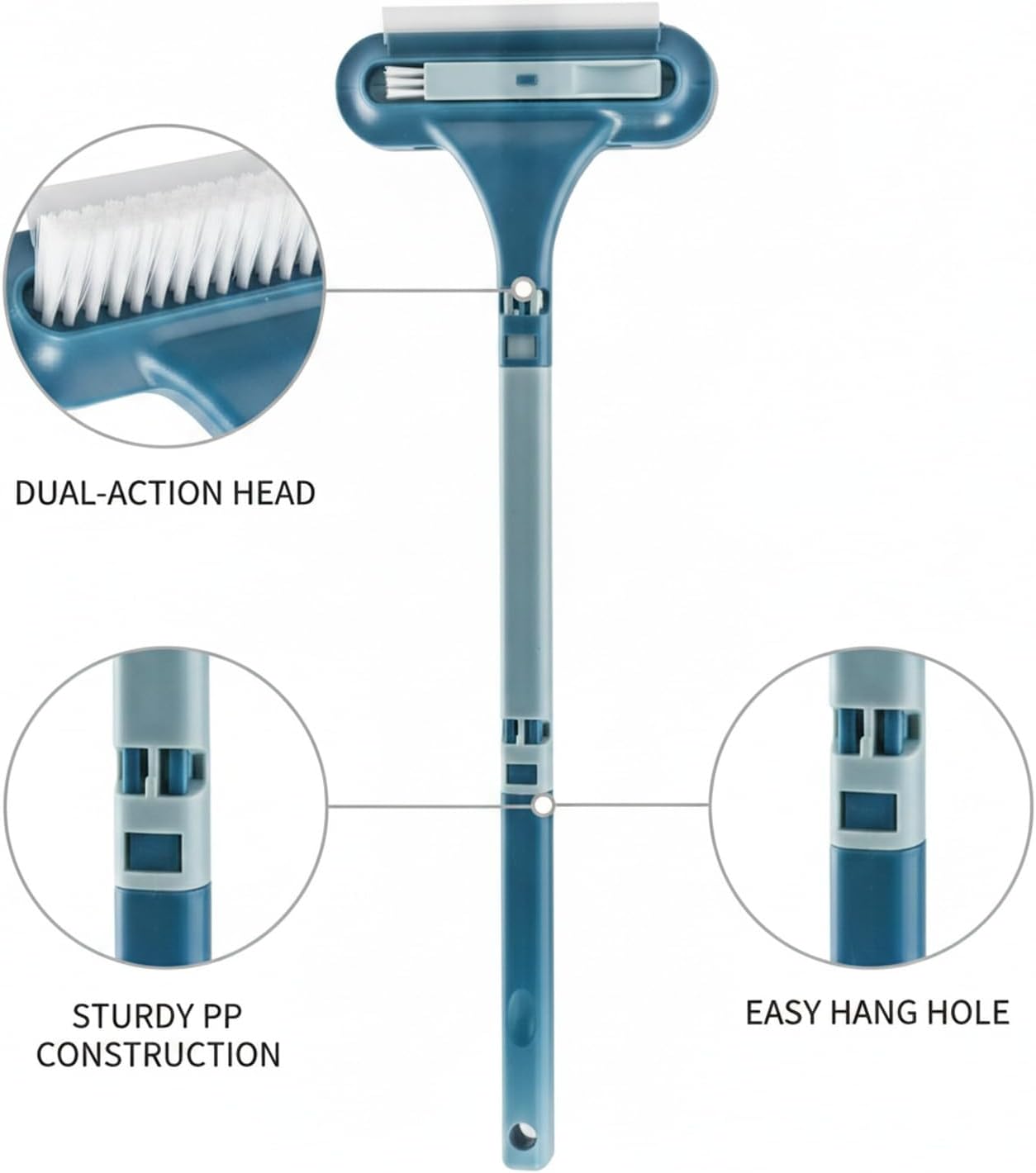 Sturdy PP Plastic Double-Sided Window Screen Brush, 13-Inch Squeegee Tool for Efficient In-Place Mesh Cleaning