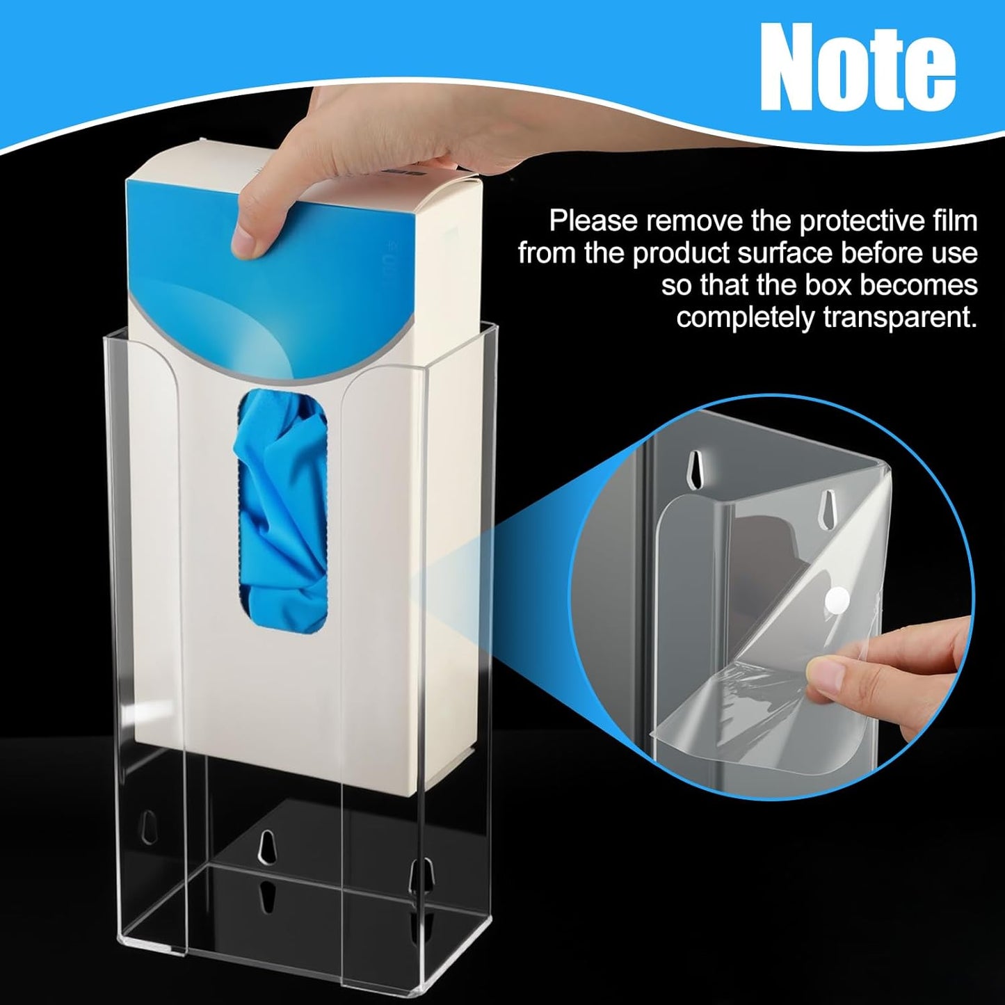 Weysat 2 Pcs Acrylic Glove Box Holder Dispenser Glove Holder for Wall Mount Acrylic Rack Wall Floating Mask Dispenser for Medical Latex Rubber Disposable Mitten Boxes(Clear,Horizontal Style)