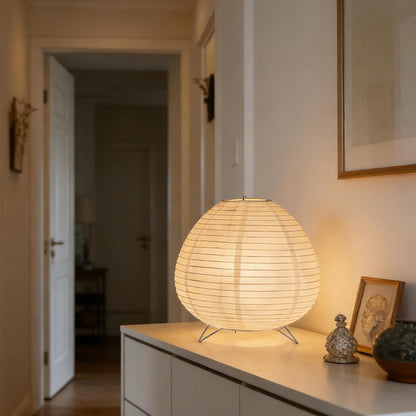 Paper Lantern Lamp, Japanese Paper Table Lamp with 3 Color, Cute Wabi-Sabi Rice Paper Lamp for Desk Bedroom Bedside(Bulb Included)