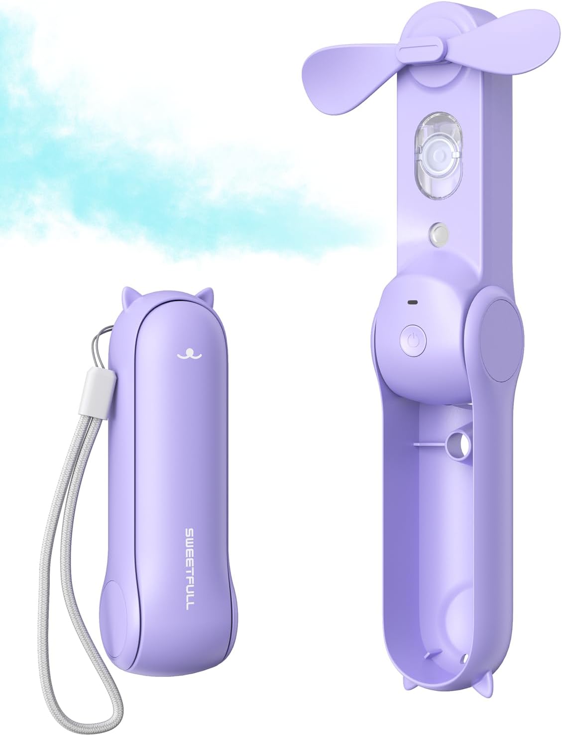 SWEETFULL Misting Fan Portable, Handheld Personal Mister Fans, Small Fan Rechargeable, Mini Spray Water Mist, Kids Women Portable Fans For Travel, Outdoors, Hiking, Camping Home Office (Pink)