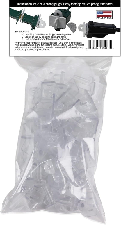 (Set of 10, White0 The Original Weatherproof Gaskets & Plug Covers - Made in USA, Outdoor Waterproof GFCI Protectors, Christmas Light Installation, Extension Cords, Stop GFCIs from Tripping