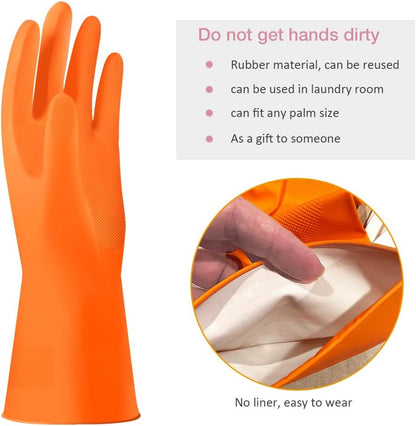 Alimat PluS 3 Pack Reusable Cleaning Gloves Latex Free, Dishwashing Gloves with Cotton Flock Liner and Embossed Palm, Waterproof Household Gloves for Laundry, Gardening (Medium)
