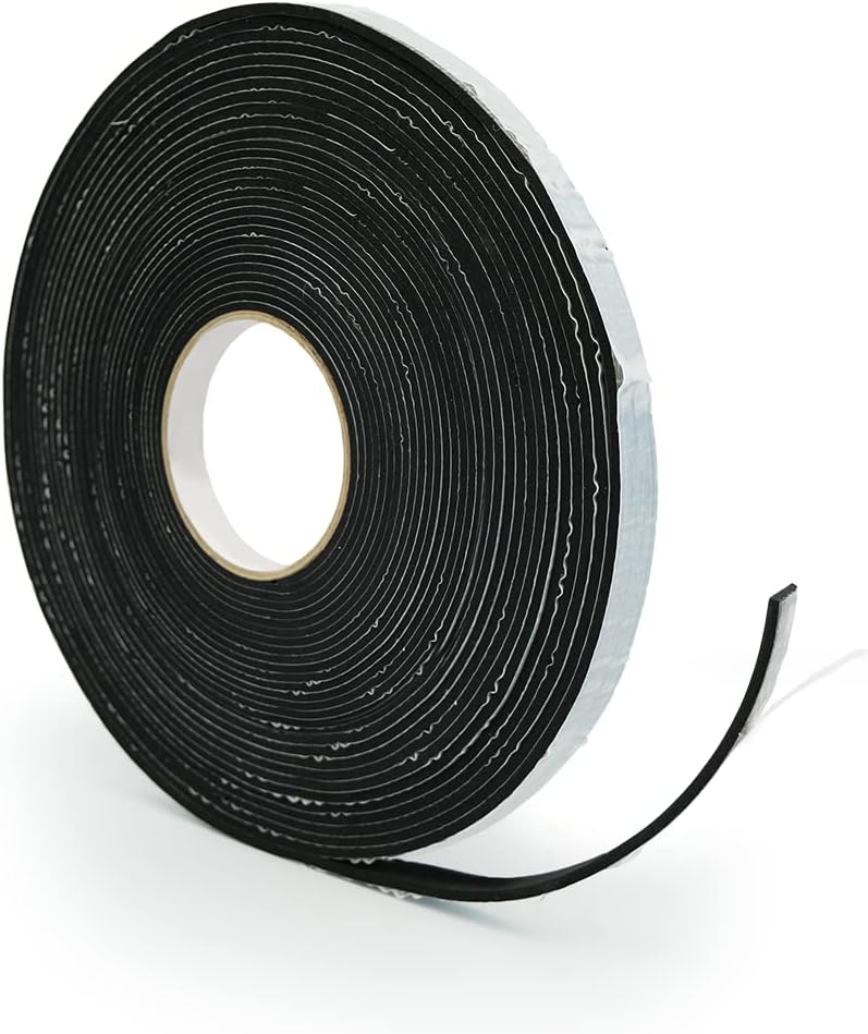 Alenor EPDM Black Foam Insulation Tape Self Adhesive 1/8"x1" x 50' Ft –Pack of 1- Weather Stripping for Doors & Windows,Soundproofing,Door Seal,Weatherstrip,Pipe Cooling,Air Conditioning Seal Strip