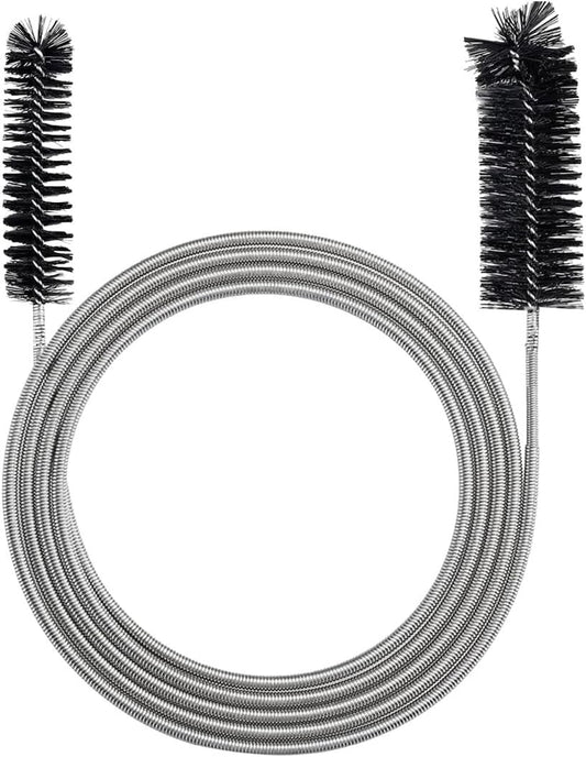 78 Inch Flexible Long Drain Brush, Nylon Stainless Steel Flexible Feeding Tube Cleaning Brush, Double Ended Elastic Slim Hose Pipe Brush Auto Sunroof Drain Hole Cleaner for Car Fridge (Black)