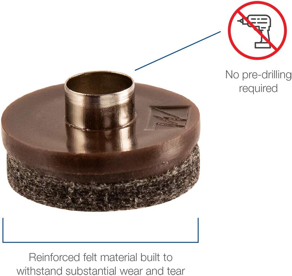 softtouch 7/8" Round Nail On Heavy Duty Felt Furniture Pads for Wood Furniture, Protect Hard Floor Surfaces from Scratches, Brown (8 Pack)