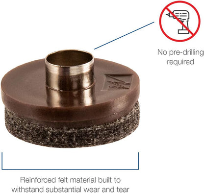 softtouch 7/8" Round Nail On Heavy Duty Felt Furniture Pads for Wood Furniture, Protect Hard Floor Surfaces from Scratches, Brown (8 Pack)