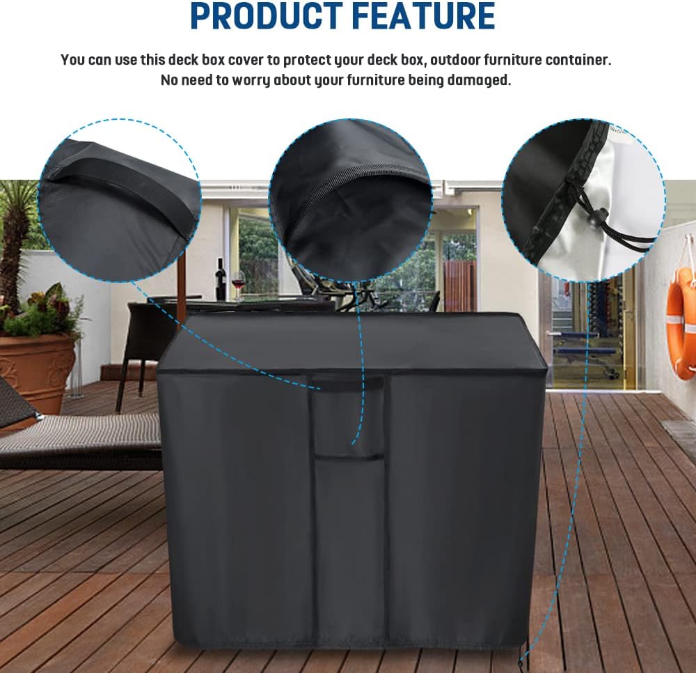 Kingling Deck Box Cover, Outdoor Storage Box Cover for Keter 30 Gallon Deck Box Waterproof Outside Patio Storage Bench Deck Boxes Covers Black (23" L x 18" W x 22" H inch)