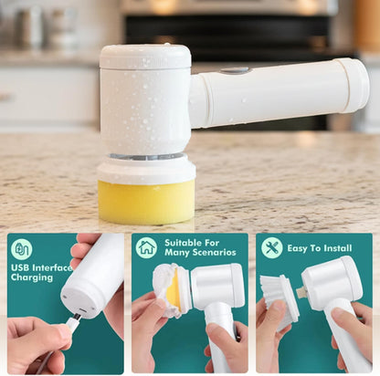 VIMALIFE Electric Spin Scrubber, Cordless Bathroom Scrubber IPX6 Waterproof with 5 Replaceable Heads, Power Scrub Brush for Shower, Tiles, Kitchen Scrub Brush for Cleaning