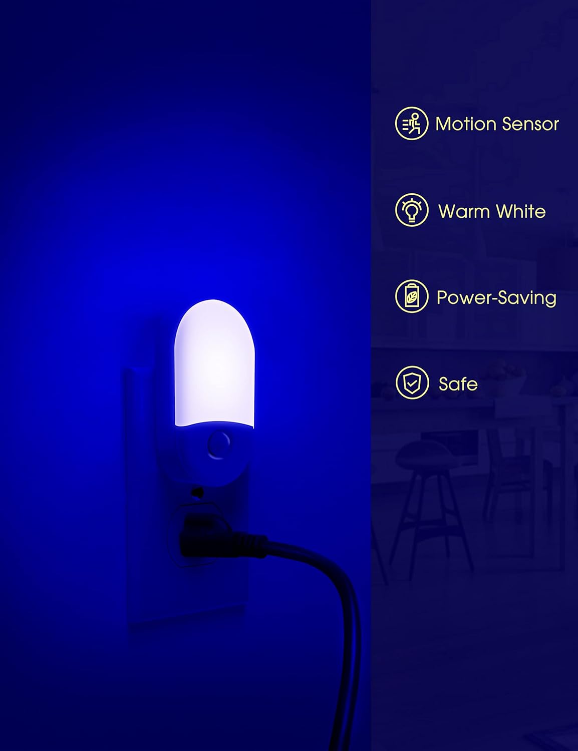 L LOHAS LED Motion Sensor Night Light, 2Pack, Motion Activated Night Light, Night Lights Plug into Wall Motion Sensor, 3000K Warm White, Adjustable Brightness 30/60LM, for Kids Adults Bathroom Bedroom