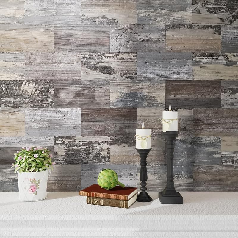 AULIGET 100 Piece Rust Slate Peel and Stick Backsplash Wall Tiles, 3" x 6" PVC Faux Stone Stick on Tiles for Backsplash Kitchen, Bathroom, Laundry Room, Camper, Fireplace