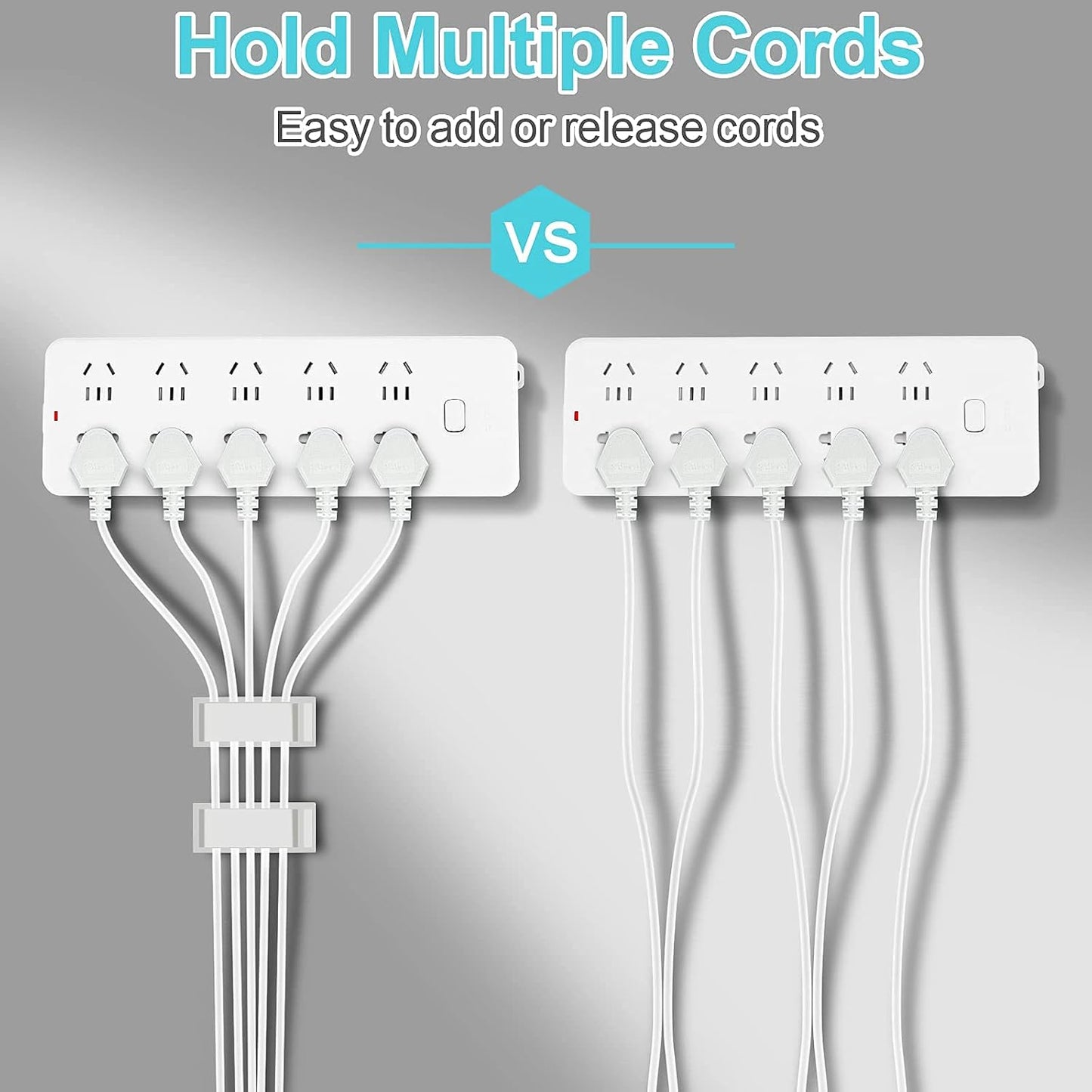100 PCS Adhesive Cable Clips White (Small & Large), Upgraded Wall Wire Holder for Cord Organizer Cable Management, Outdoor Light Clips Hooks for LED, Car Dash Cam, HDMI, Extension Cord