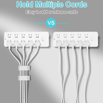100 PCS Adhesive Cable Clips White (Small & Large), Upgraded Wall Wire Holder for Cord Organizer Cable Management, Outdoor Light Clips Hooks for LED, Car Dash Cam, HDMI, Extension Cord