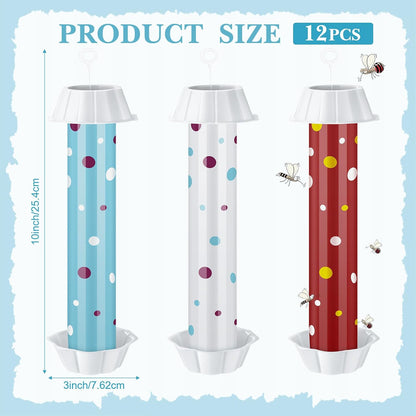 12 Pcs Sticky Fly Trap Fly Stick Indoor Outdoor Long Lasting Adhesive Fly Catcher with Hanging Hook for Wasps Gnats Bugs Insects Moths Fruit Flies Mosquitoes Spiders Fleas (White)