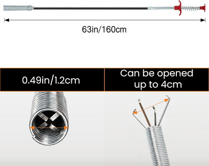 Drain Snake, 79-Inch Drain Clog Remover Tool, Flexible Grabber Claw for Bath Tub, Toilet, Kitchen Sink & Sewer