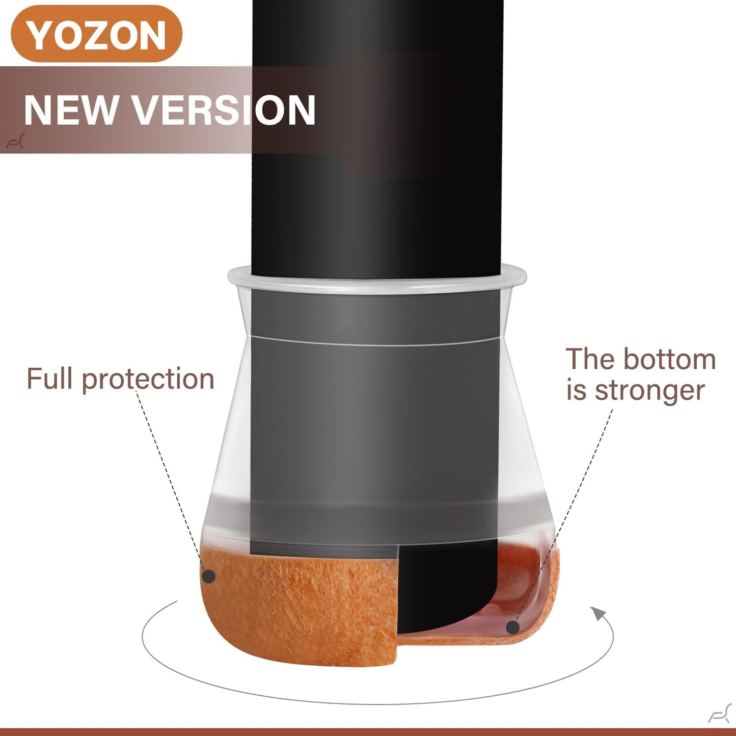 YOZON Chair Leg Floor Protectors Felt Furniture Pads Silicone Caps | Chair Leg Protectors for Hardwood Floors 32 Pack Anti-Scratch Reduce Noise Clear Round Medium Fit 3/4" to 1-3/16" (19-30mm)