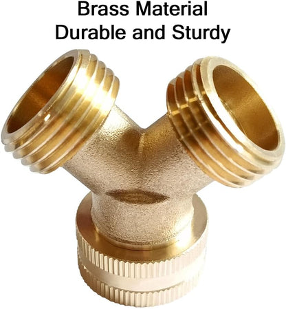 Joywayus 2PCS Brass 3/4" GHT Garden Hose Splitter Body Backyard 2 Way Y Shaped Swivel Connector Threaded Pipe Fitting Coupler Adapter with Washer