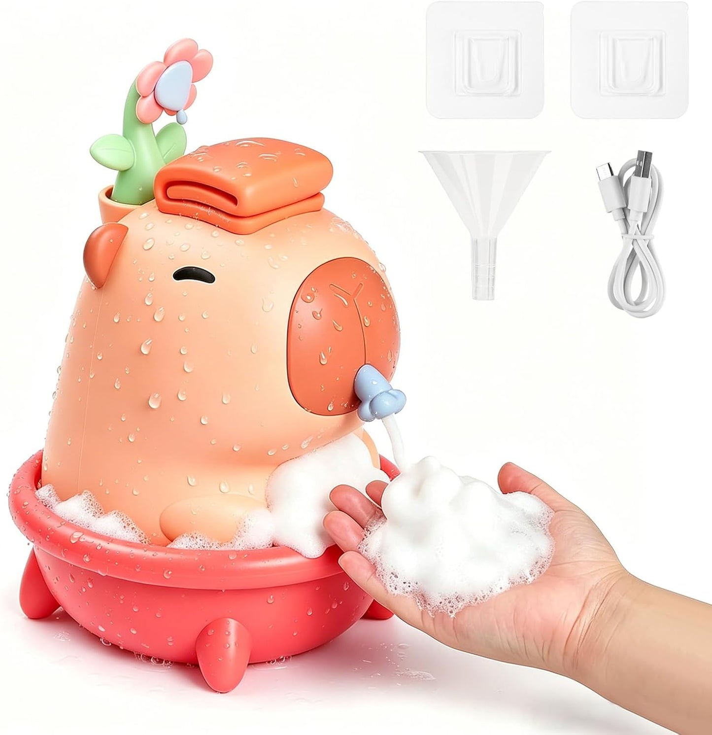Kids Automatic Soap Dispenser - Cute Duck Touchless Foaming Hand Soap Dispenser, Waterproof USB Rechargeable, Hand- Free Shampoo Dispensers for Bathroom, Kitchen Countertop, Preschool