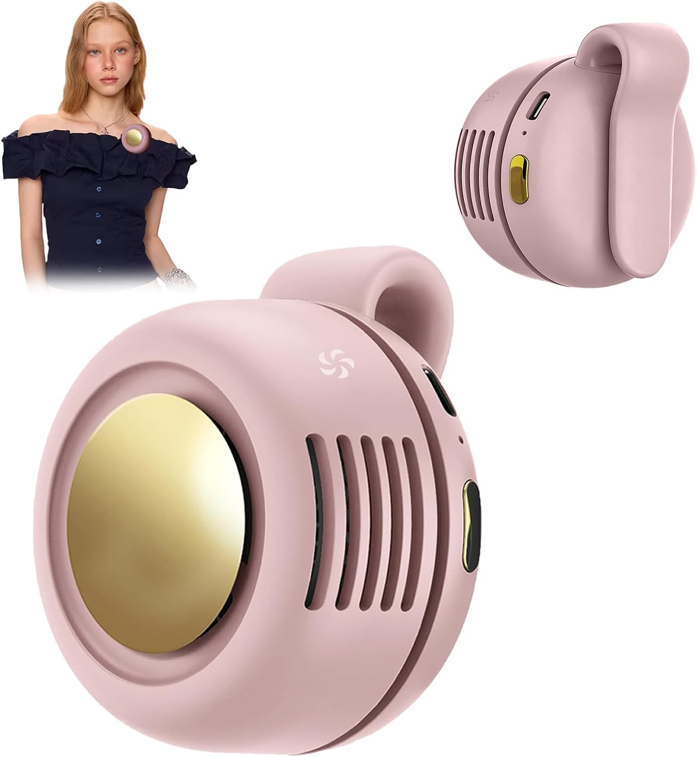 Portable Clip-On Fan, Mini USB Rechargeable 360° Rotatable Fan, Personal Fan 3-Speed Silent Mini Bladeless Fans