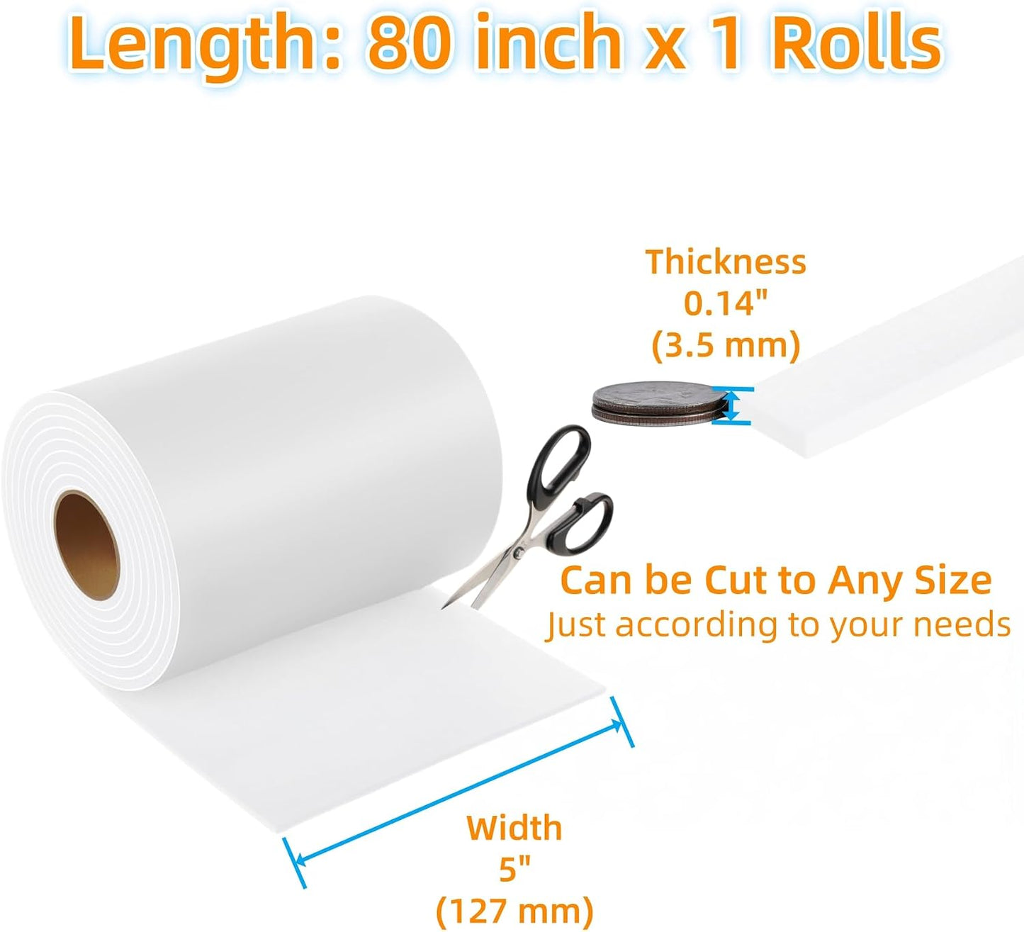 Furnigear Felt Strips with Adhesive Backing Heavy Duty Cuttable Felt Tape Roll Furniture Pads for Chair Legs - Protecting Hardwood Floors, Chair Wall Protector (Black, 80 x 0.5 x 0.14 Inch)