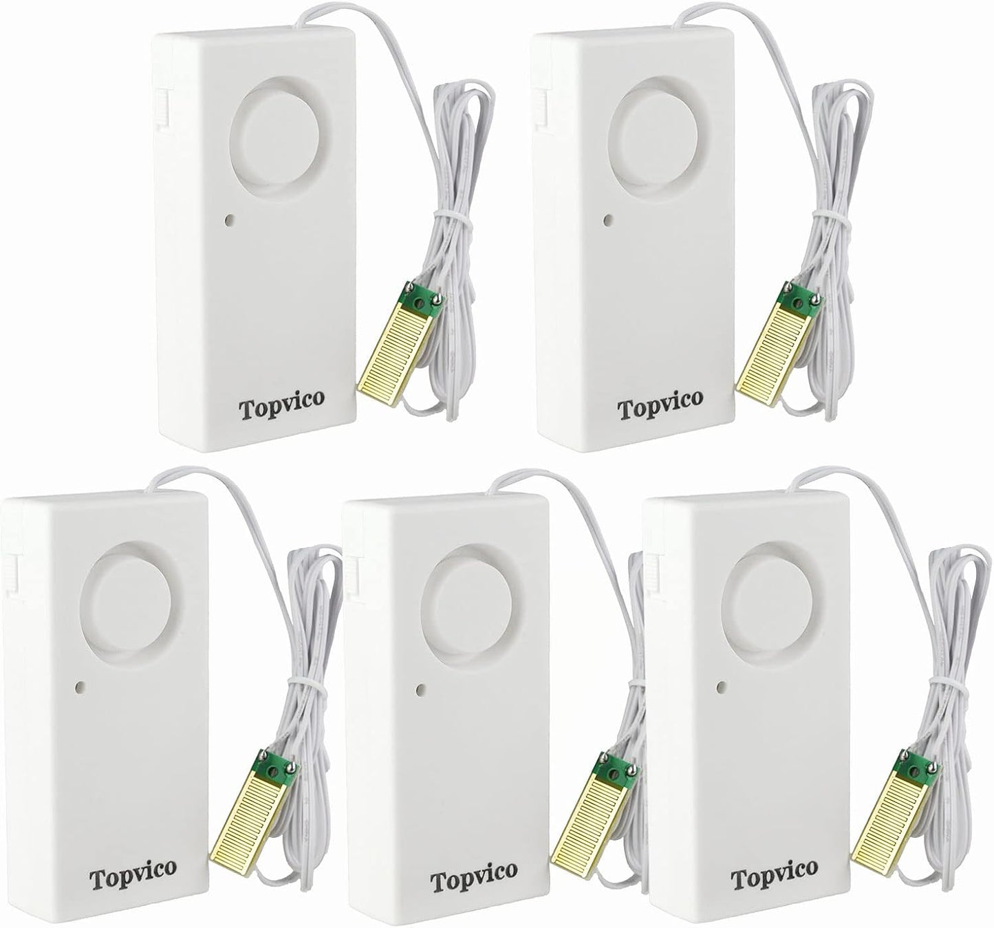 Water Leak Detector, 120dB Loud Siren, Powered by 9V Battery (not Include), Sensor Alarm for RV Kitchen Basement Water Heater, 5 Pack