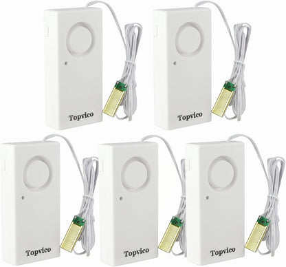 Water Leak Detector, 120dB Loud Siren, Powered by 9V Battery (not Include), Sensor Alarm for RV Kitchen Basement Water Heater, 5 Pack