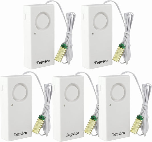 Water Leak Detector, 120dB Loud Siren, Powered by 9V Battery (not Include), Sensor Alarm for RV Kitchen Basement Water Heater, 5 Pack