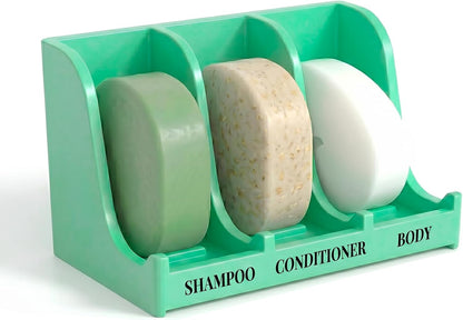 Soap Holder for Shower Wall, 3-Compartment Soap Dish for Shampoo, Conditioner and Body Soap, Fast Draining & Rust-Proof & Heavy Duty, Ultra-Strong Adhesive for Long-Term Bathroom Use & Freestanding