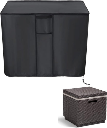 Kingling Deck Box Cover, Outdoor Storage Box Cover for Keter 30 Gallon Deck Box Waterproof Outside Patio Storage Bench Deck Boxes Covers Black (23" L x 18" W x 22" H inch)